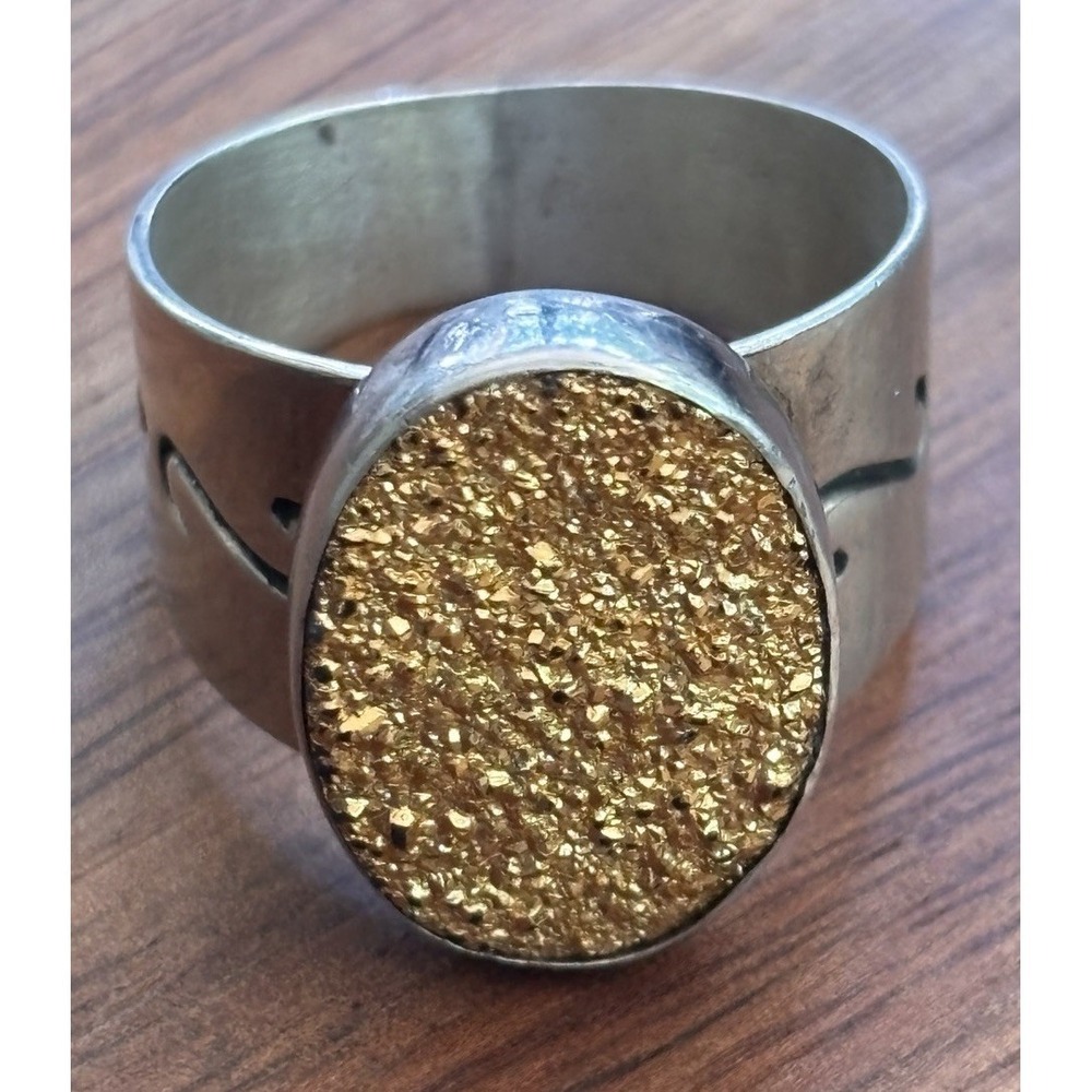 DRT Desert Rose Trading JAY KING Gold Druzy Ring Size 9.75